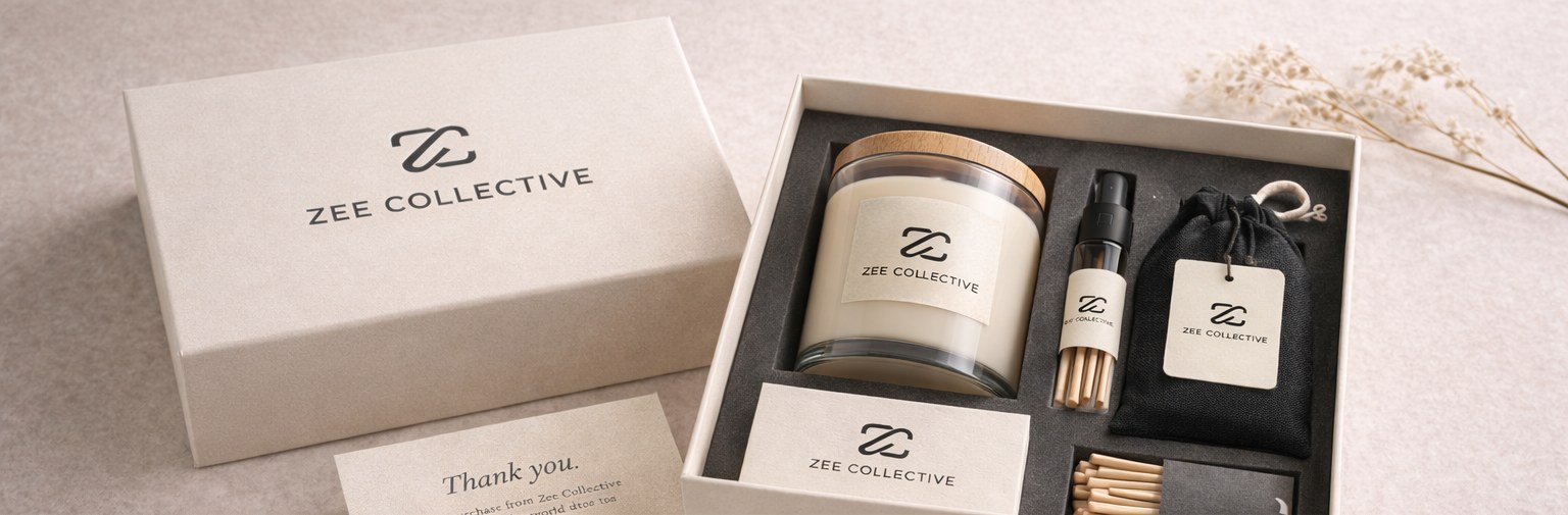 The Zee Collective ivory gift box and thank-you card